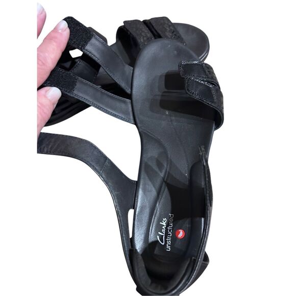 Clarks 26159103 Kylyn Strap Leather Black Dual Strappy Sandals Size 8.5 - Picture 6 of 12